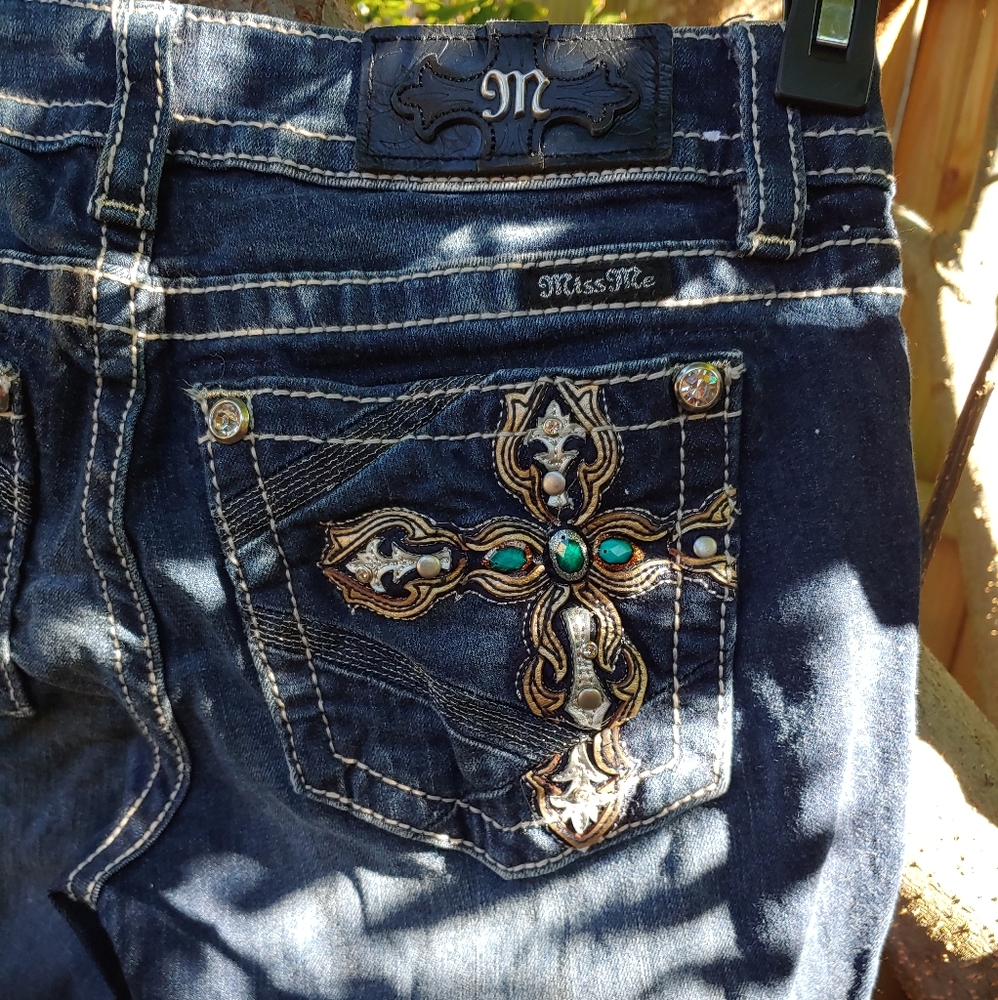 Miss Me Emerald Cross Bootcut✨